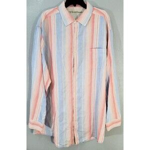 Carribbean Mens 3XT Longsleeve Shirt Linen Blend Multi Color Striped